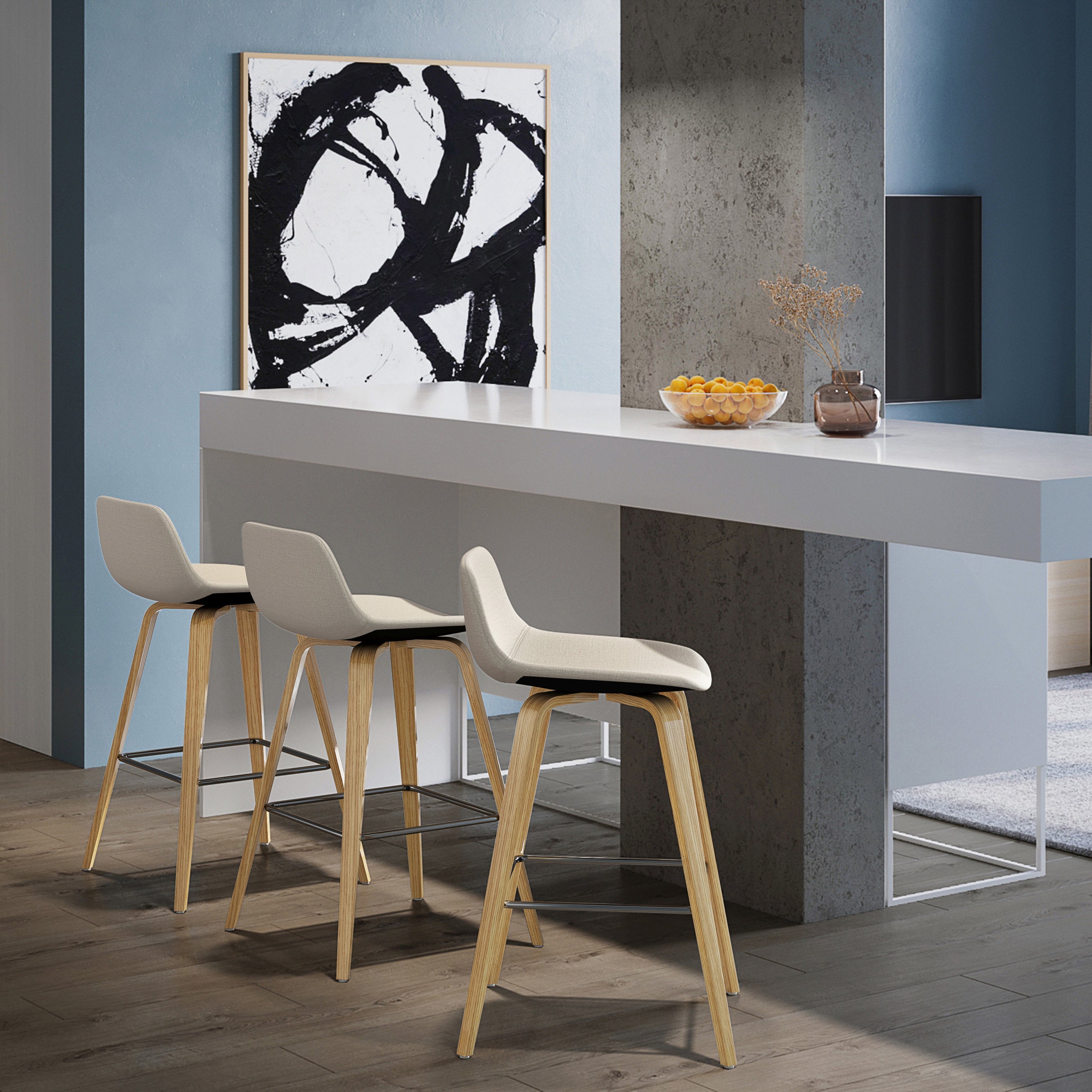 Harvard Bentwood Counter & Bar Height Stools (Set of 2) - Modern Design