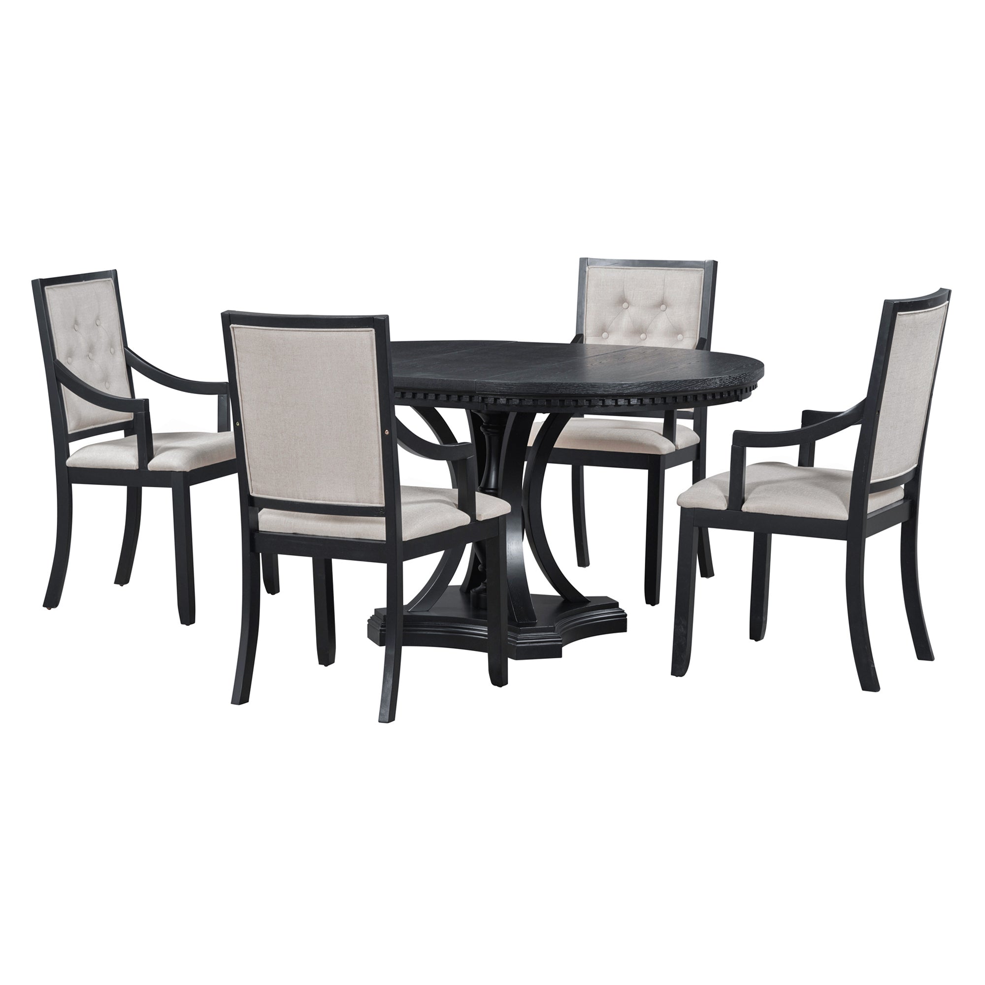 Retro 5-Pc Dining Set Black Oak
