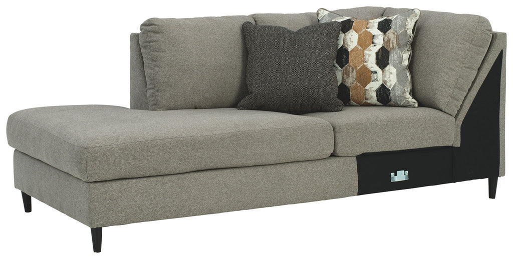 Dark gray left-arm corner chaise with padded armrests and back cushions