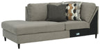 Dark gray left-arm corner chaise with padded armrests and back cushions