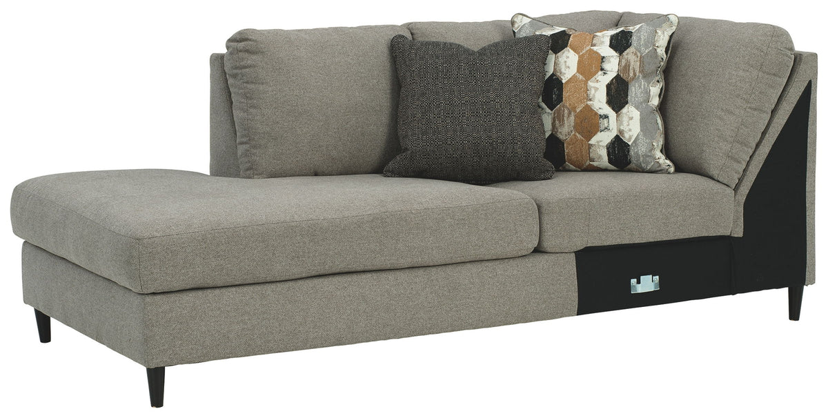 Dark gray left-arm corner chaise with padded armrests and back cushions