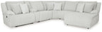 Light gray reclining sectional sofa with chaise and padded back cushions