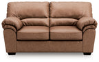 WillowBend loveseat in tan brown with tufted back cushions and rolled armrests