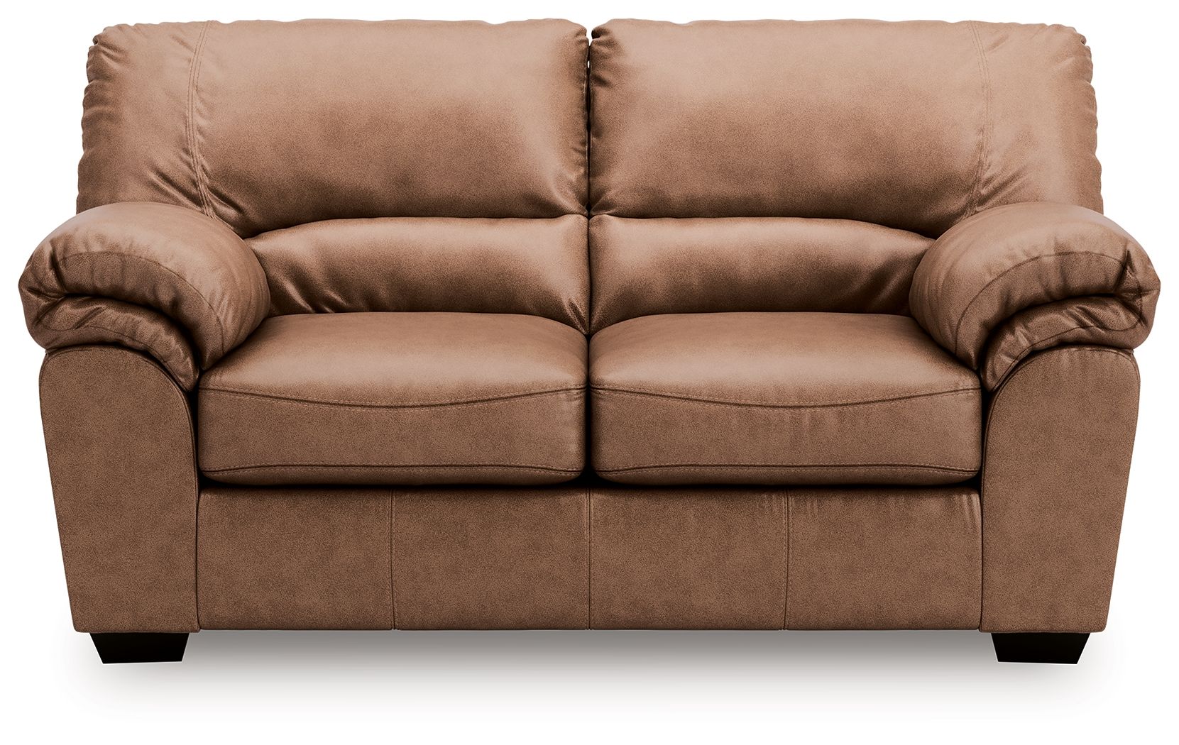 WillowBend loveseat in tan brown with tufted back cushions and rolled armrests