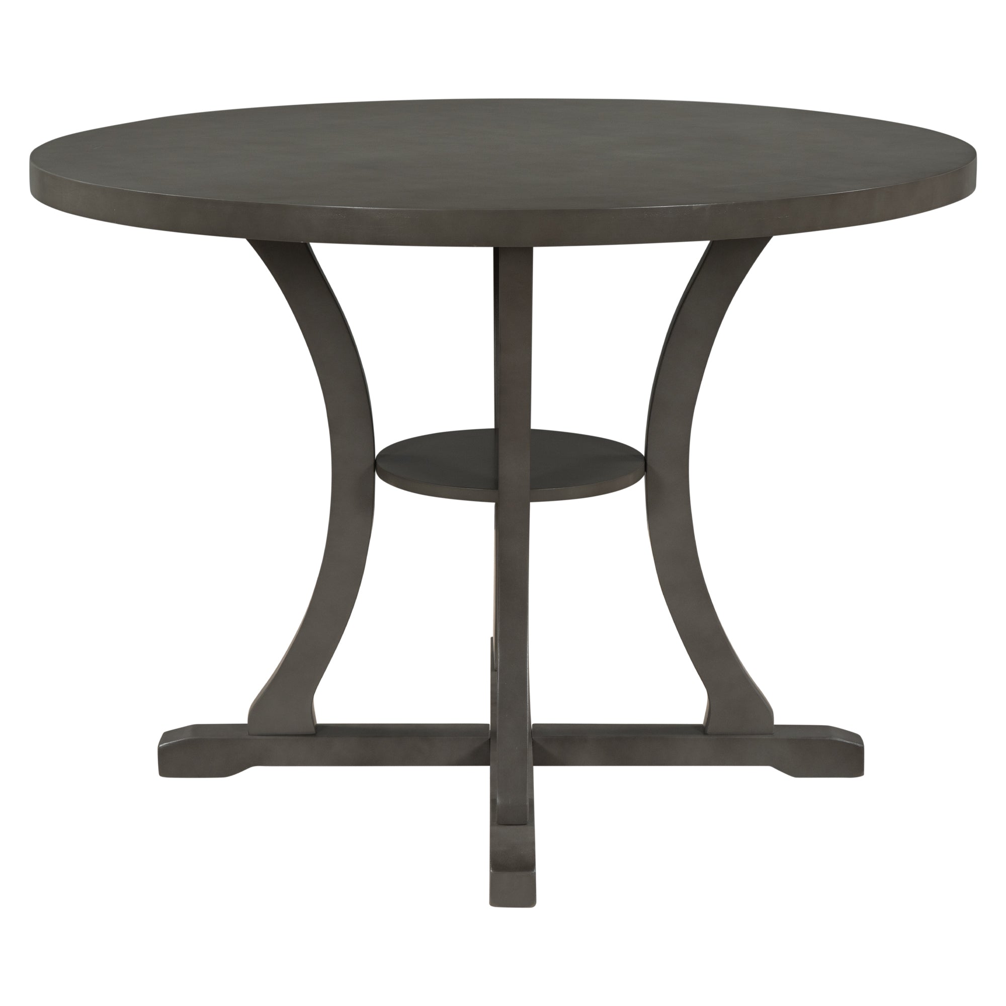 5-Pc Round Dining Set w/ Hollow Back Chairs (Gray)