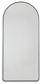 Sethall black arched floor mirror, full-length oval frame