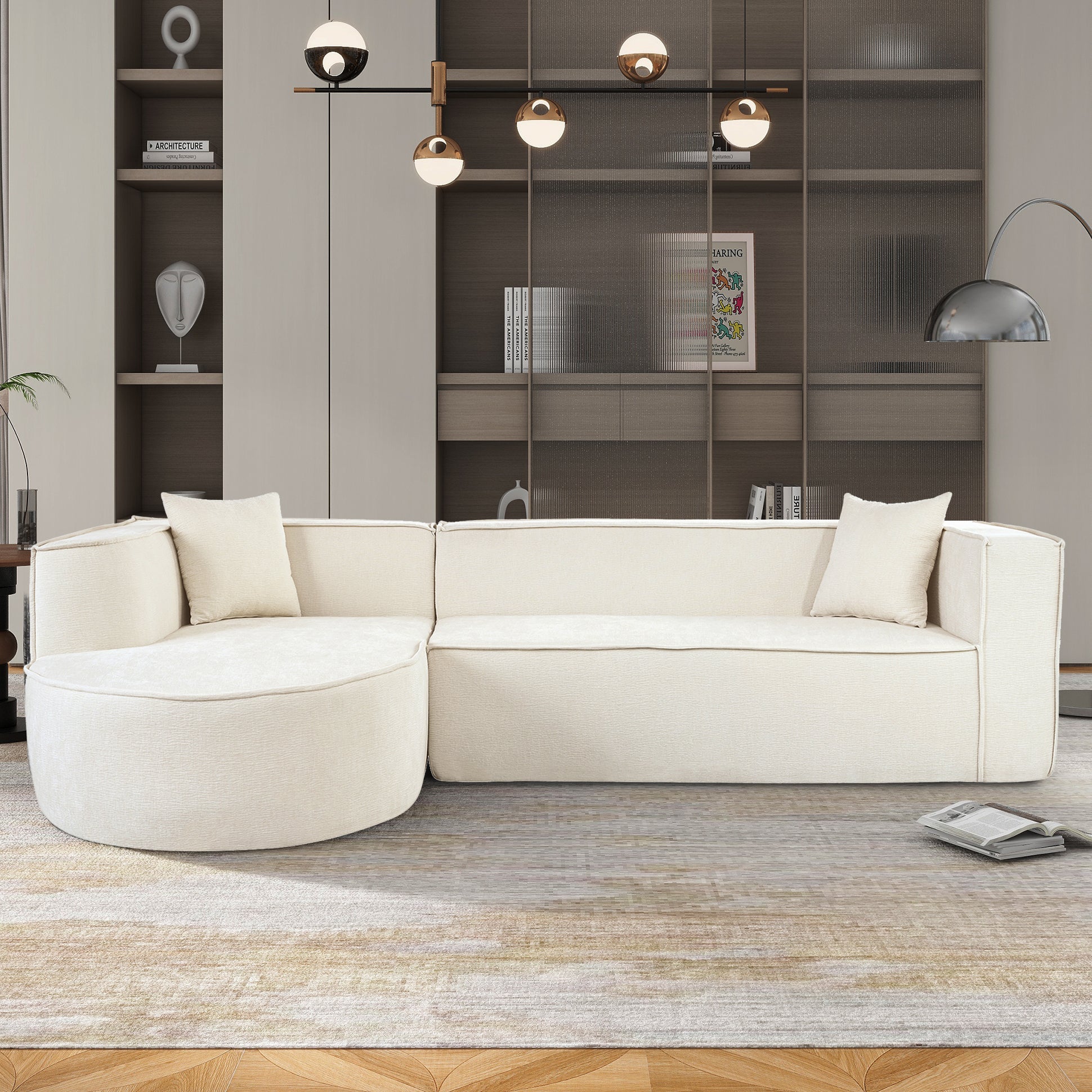 U_Style Modern Curved Chenille Sectional Sofa Living Room