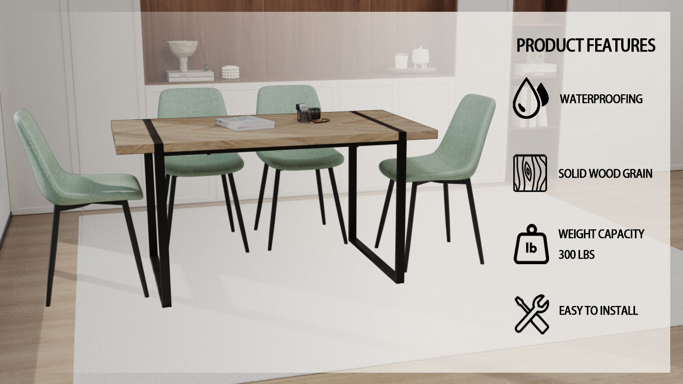 59" Modern Dining Table Set w/ 4 Suede Chairs