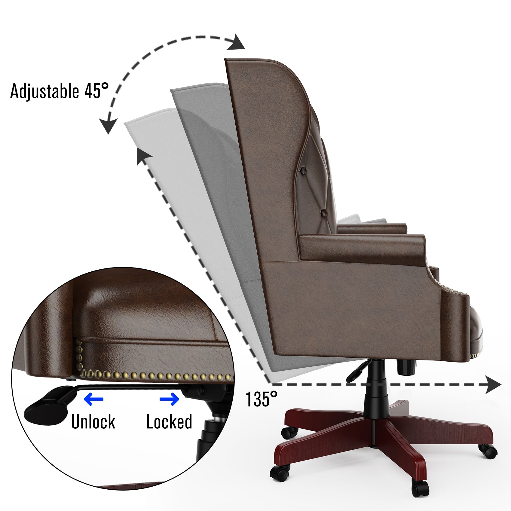 Ergonomic Executive Office Brown Chair - Luxurious Design