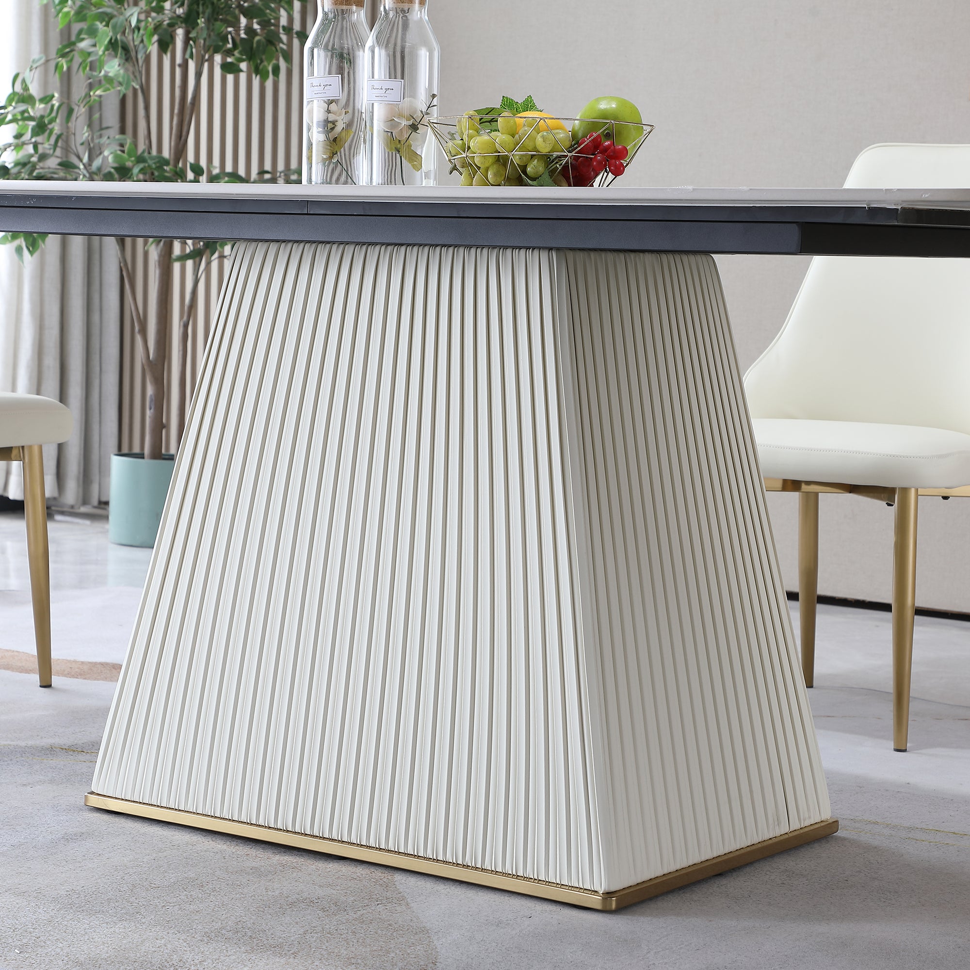 71" Modern Sintered Stone Dining Table & 6 Chairs