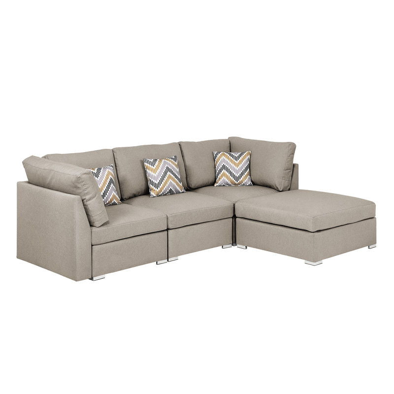 Amira - Fabric Sofa With Ottoman And Pillows