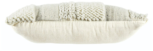 Standon pillow with textured knit front and solid fabric back, off-white