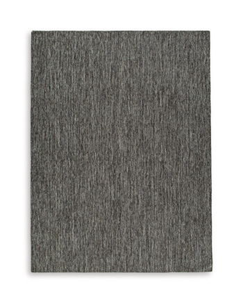 Black textured area rug with subtle vertical pattern, rectangular