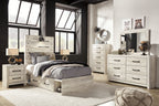 Cambeck youth bedroom set with light wood bed, matching nightstand, dresser, and mirror