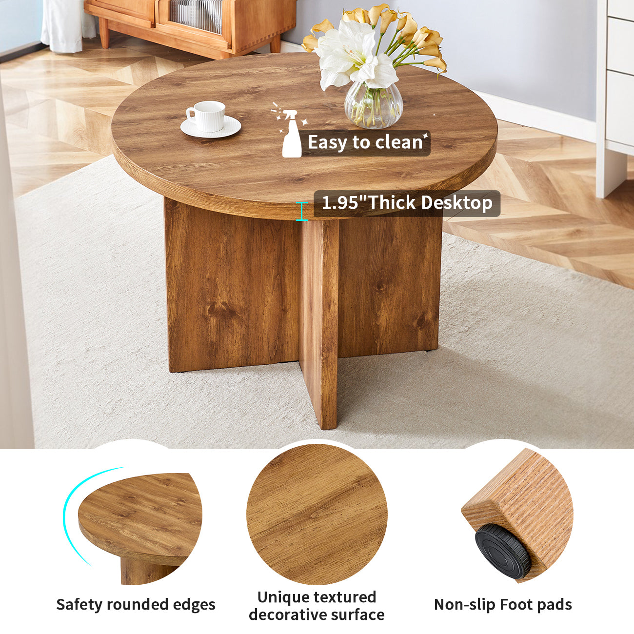 5 Pc Round Dining Table Set w/ 4 Chairs