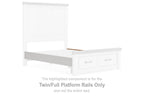 White twin/full bed platform rails with two drawer-style fronts