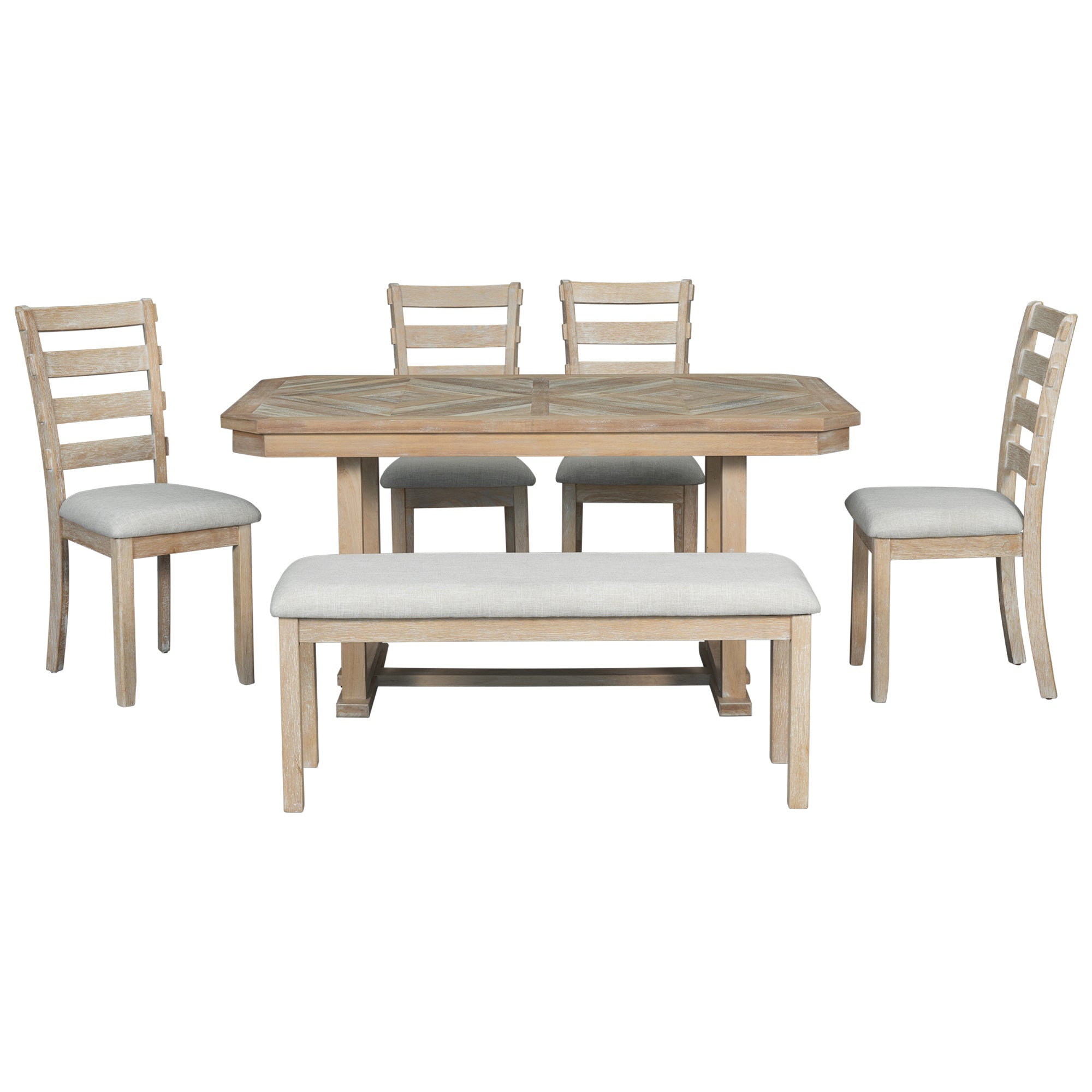 6-Piece Rubber Wood Dining Set