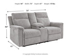 Barnsana - Dbl Power Reclining Loveseat with Console - Ash