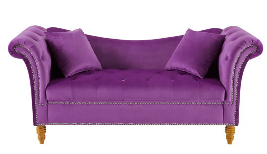 L8117 Velvet Sofa Stool - Purple