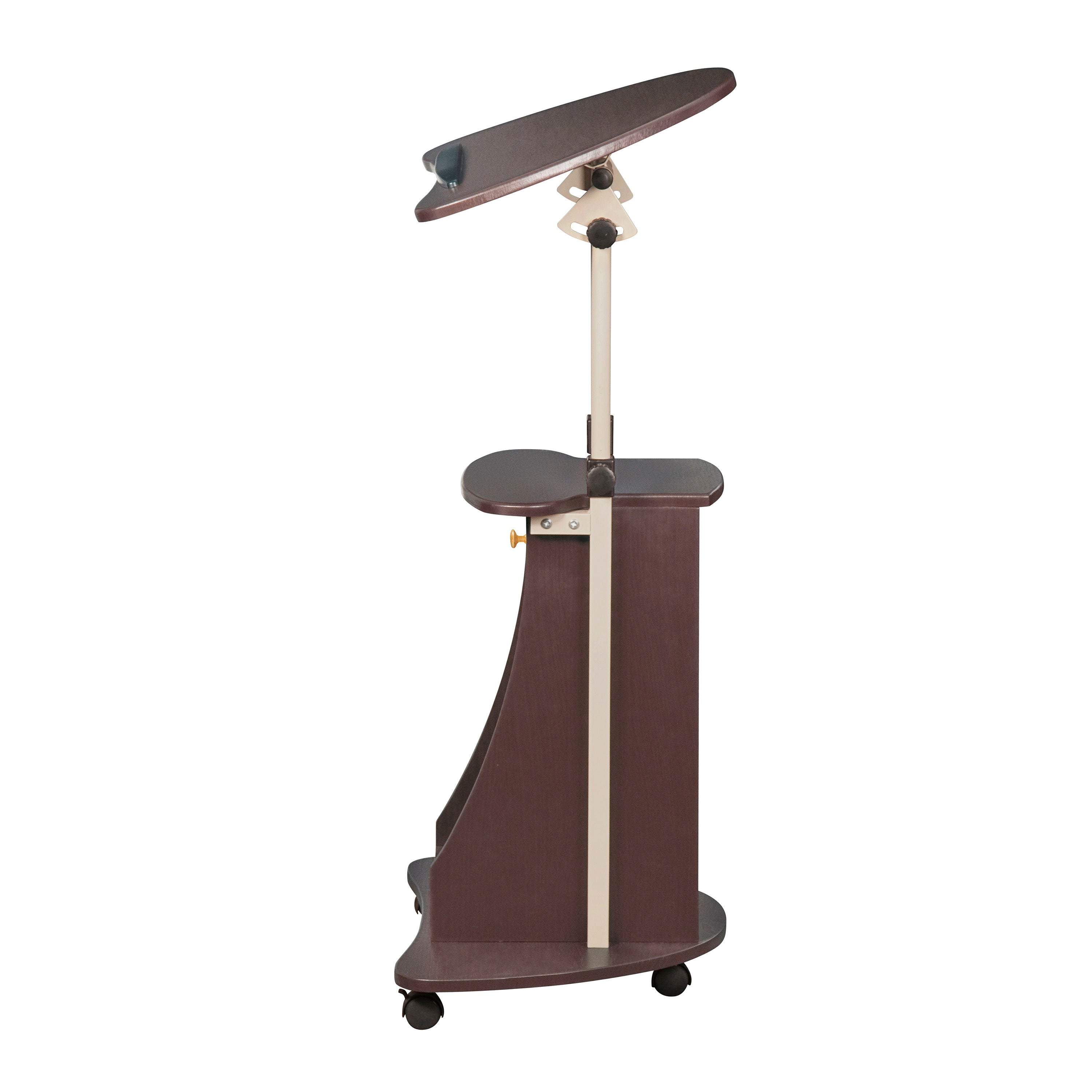 Techni Mobili Sit To Stand Rolling Adjustable Laptop Cart With Storage, Chocolate