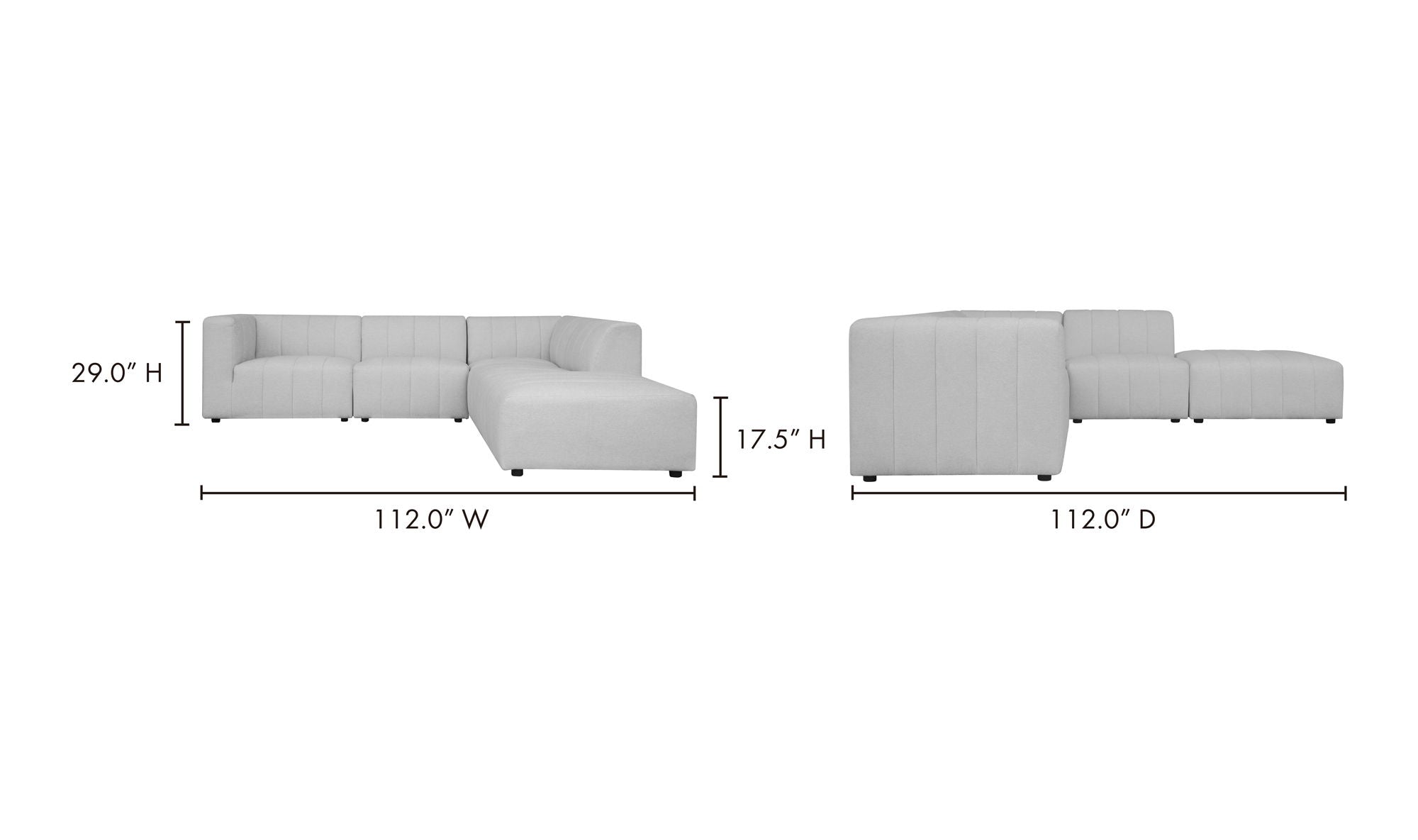 Lyric Gray Modular Sectional - Channel Stitching-Stationary Sectionals-American Furniture Outlet