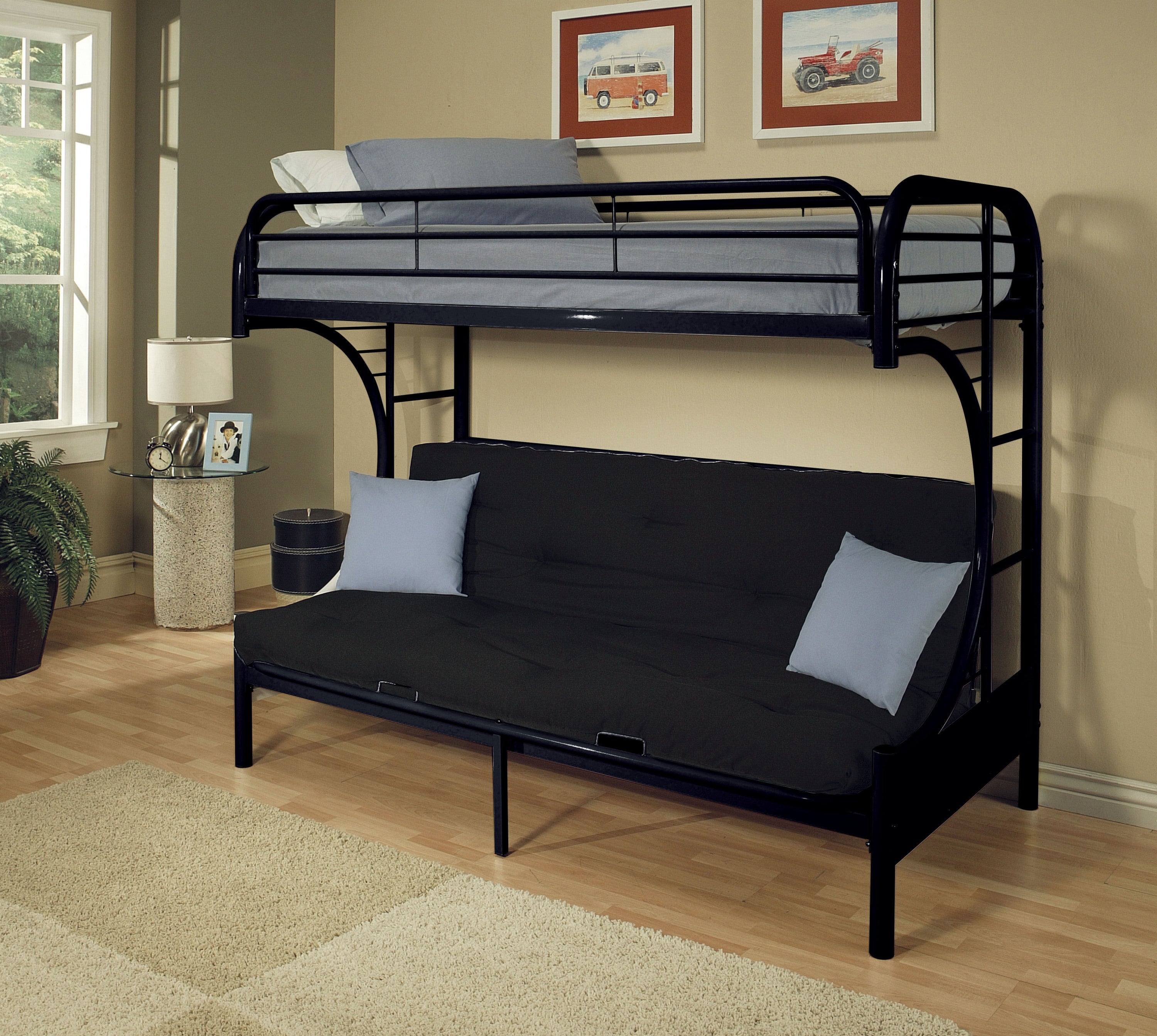 Eclipse Black Finish Twin XL/Queen Futon Bunk Bed