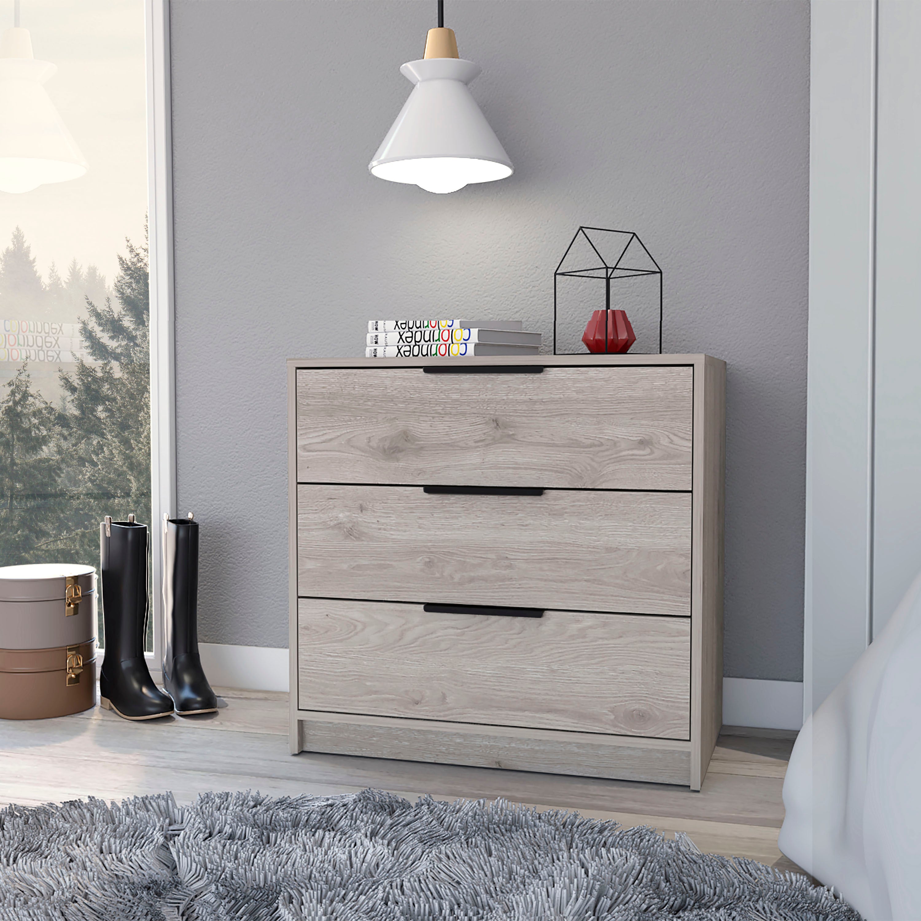 Maryland 3-Drawer Dresser - Superior Top, Light Gray Finish
