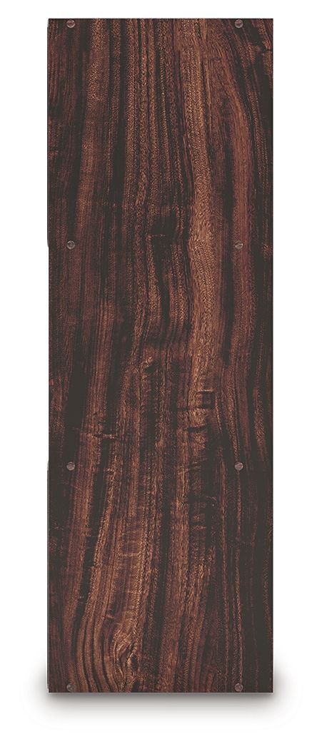 Dark brown cube organizer side panel with visible wood grain texture.