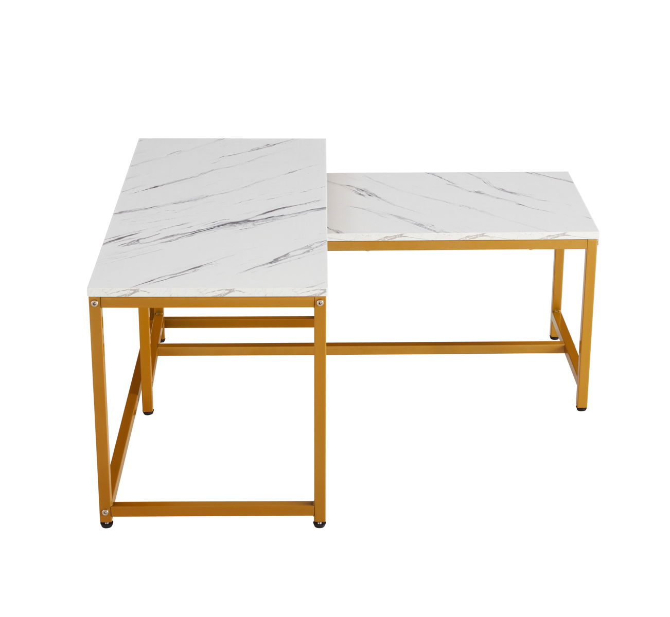 Modern Nesting Coffee Tables Set, Marble White, (Set of 2)