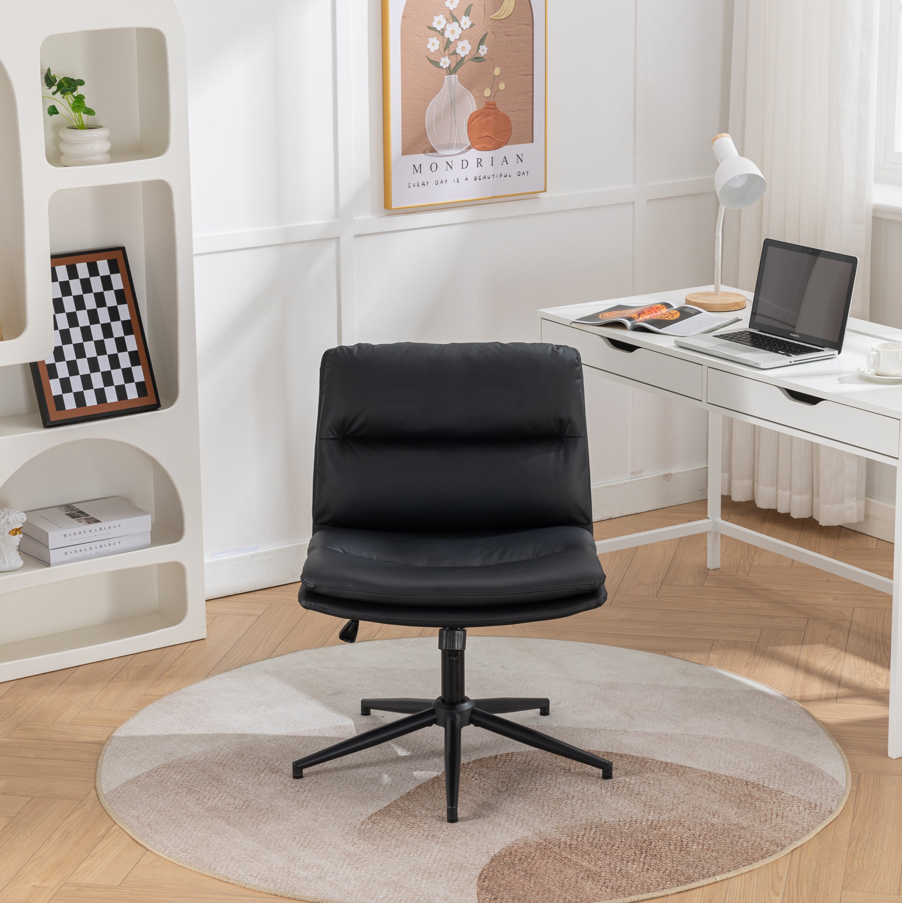 Bizerte Adjustable Swivel Criss-Cross Chair- Black