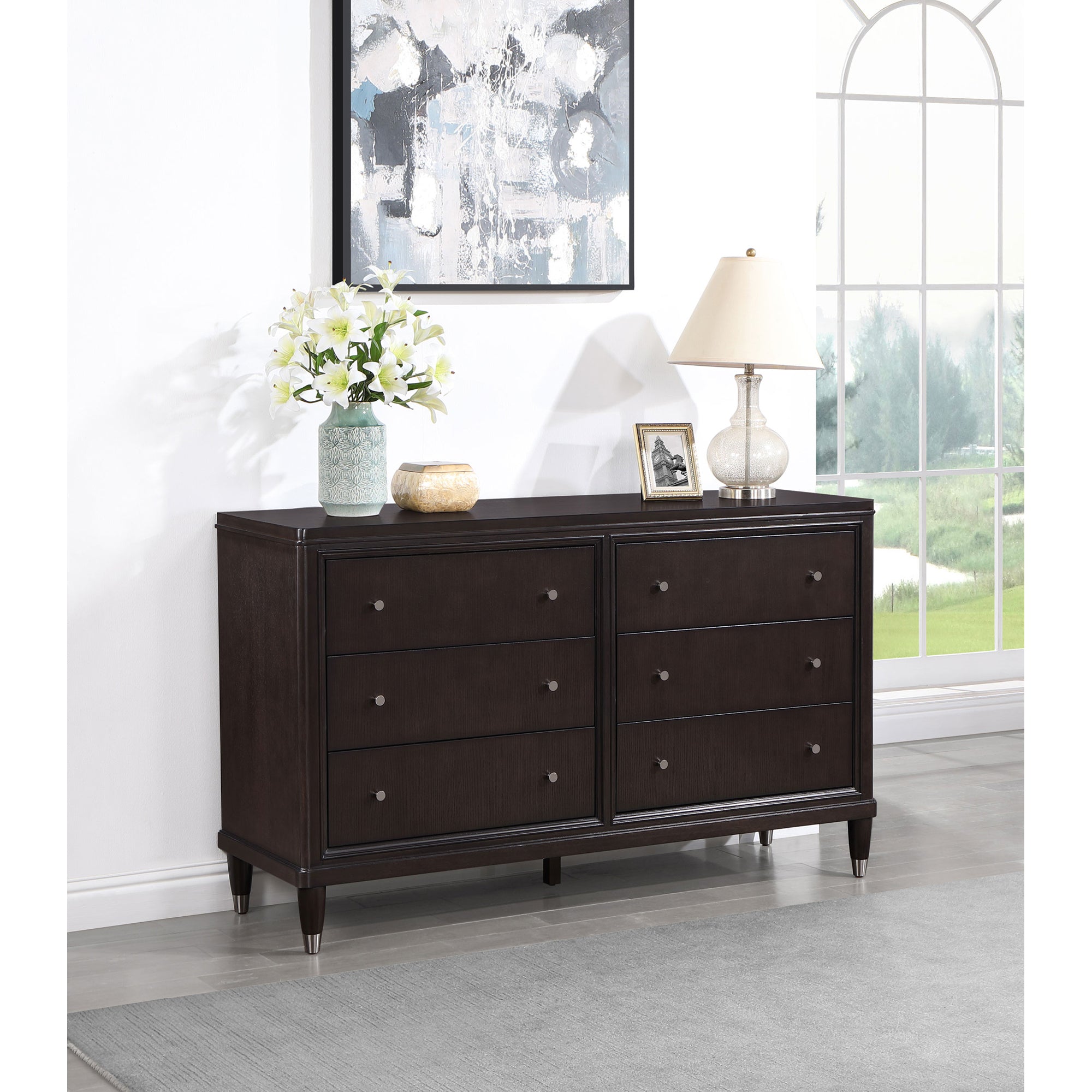 Niguel Brown 6-Drawer Dresser for Modern Bedroom Storage