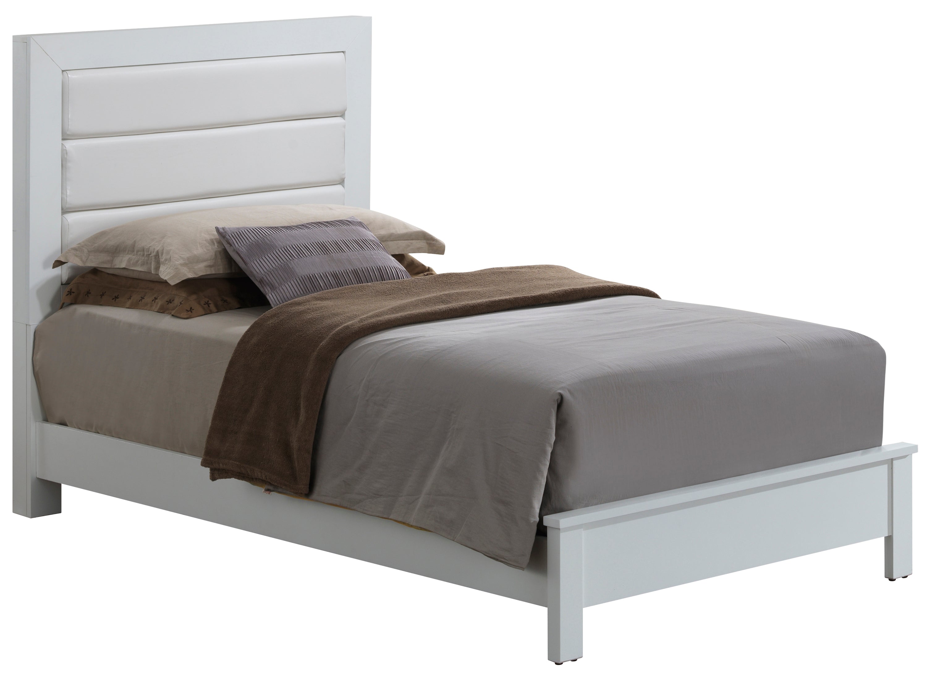 Contemporary Twin Bed In Elegant White