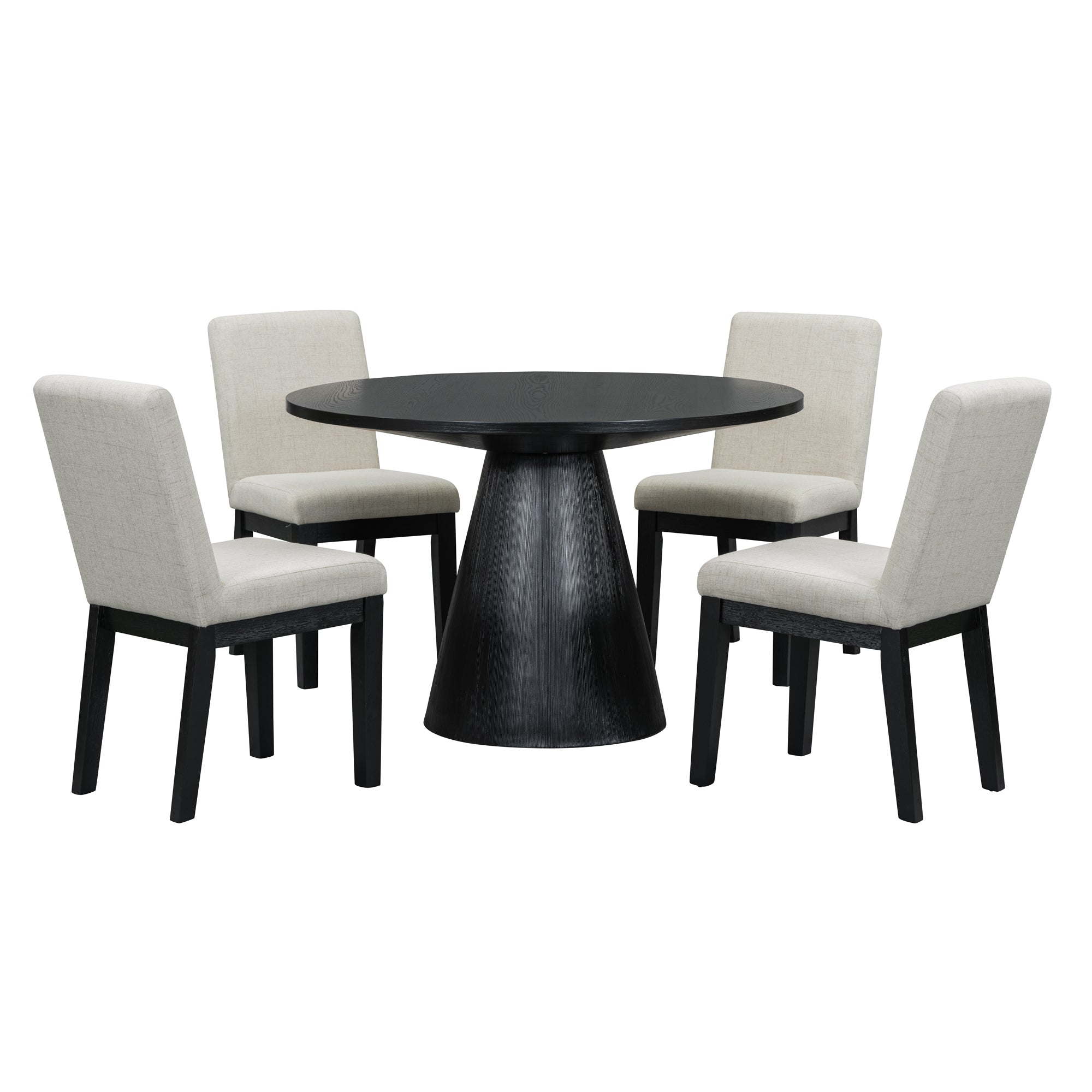 5-Piece Retro Round Dining Set (Black)
