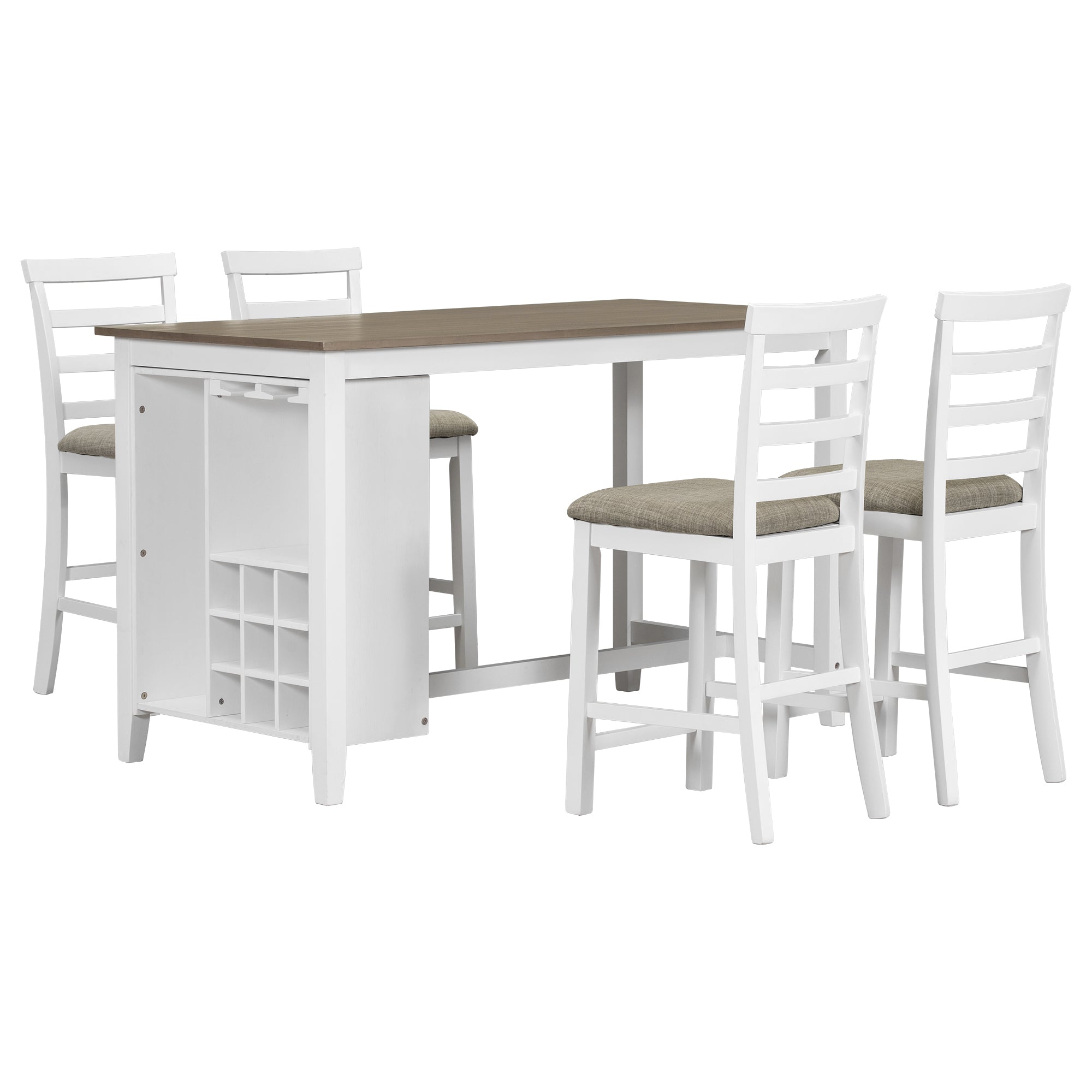 5-Piece Counter Height Dining Set w/ Wine Storage