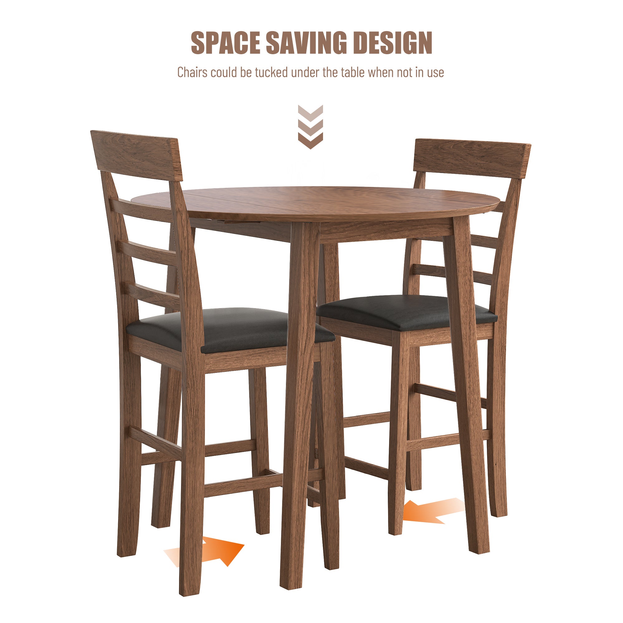 Retro 3-Piece Drop-Leaf Table Set