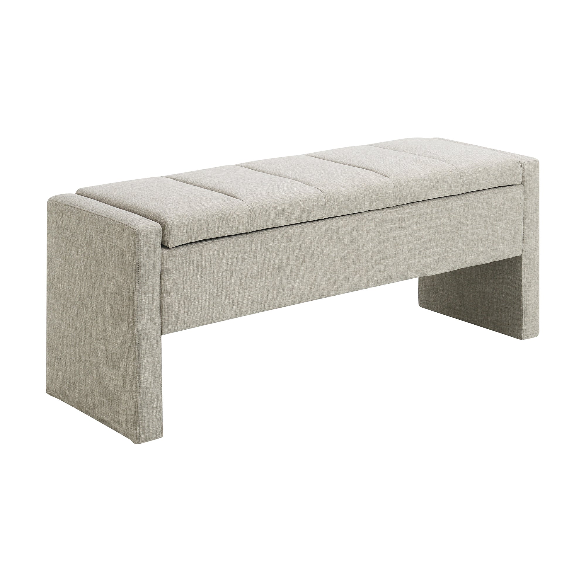 Light Grey Upholstered Bed End Bench with Storage for Bedroom