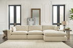 Elyza - 4 Pc. - Right Arm Facing Corner Chaise 3 Pc Sectional, Ottoman - Linen