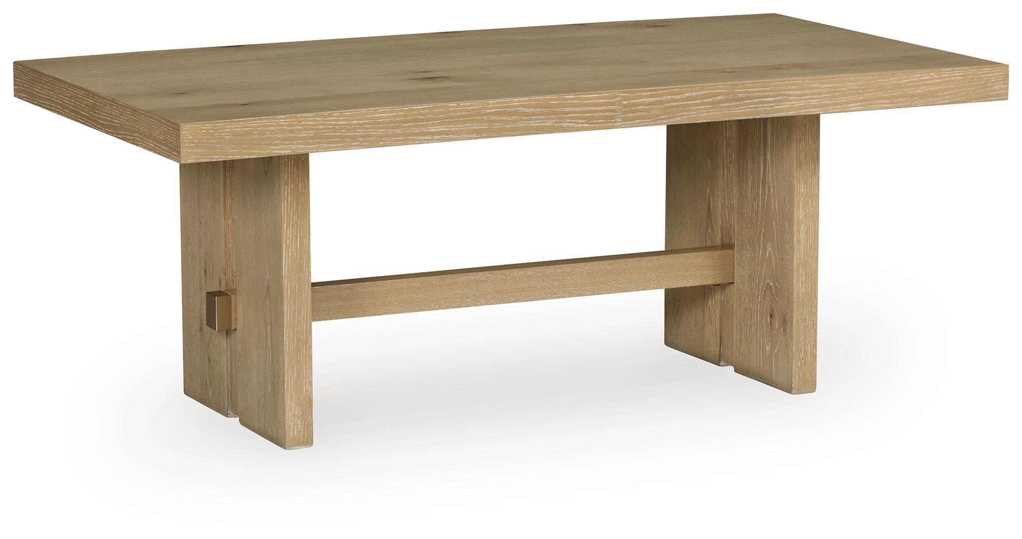 Light brown wood table with lower shelf and squared legs