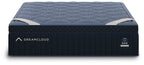 DreamCloud Luxe hybrid mattress with blue top surface and dark base sides