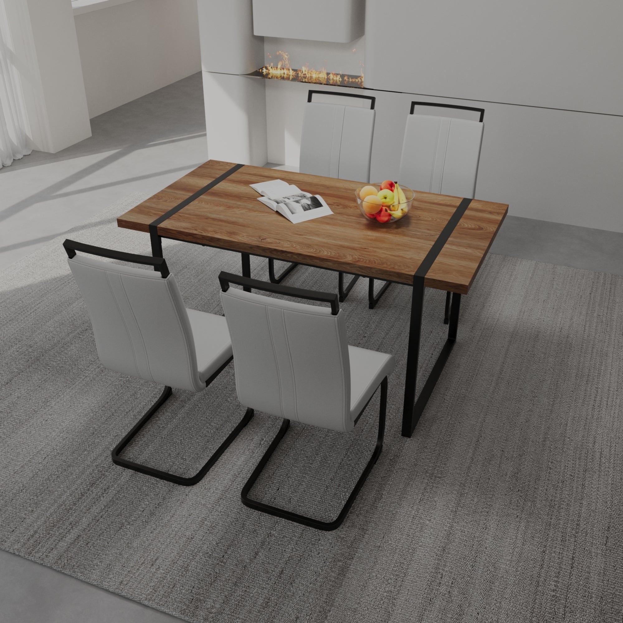 59" Rustic Industrial Dining Table Set for 4