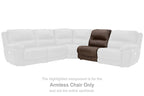 Chocolate brown armless chair section with tall back and visible seat cushion seams
