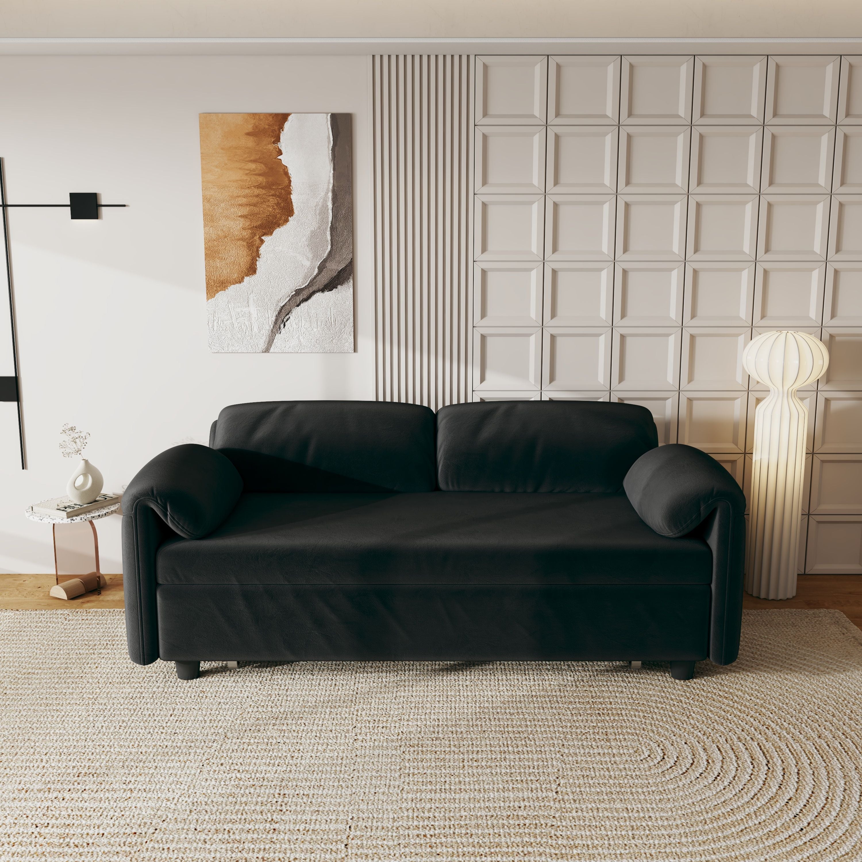 Velvet Sofa Sofa Bed Dual Purpose Living Room Retractable Bed Black Sofa