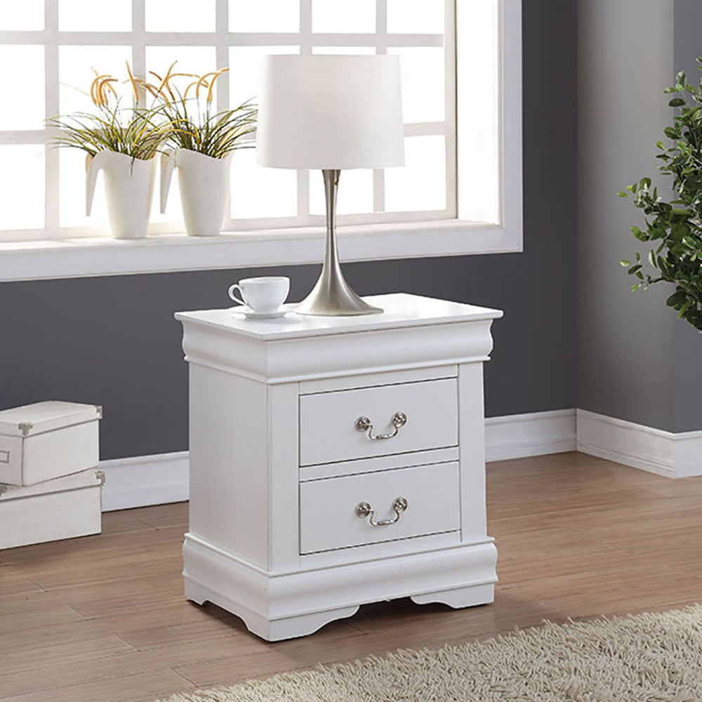 White 2-Drawer Nightstand - Modern Bedside Storage Table