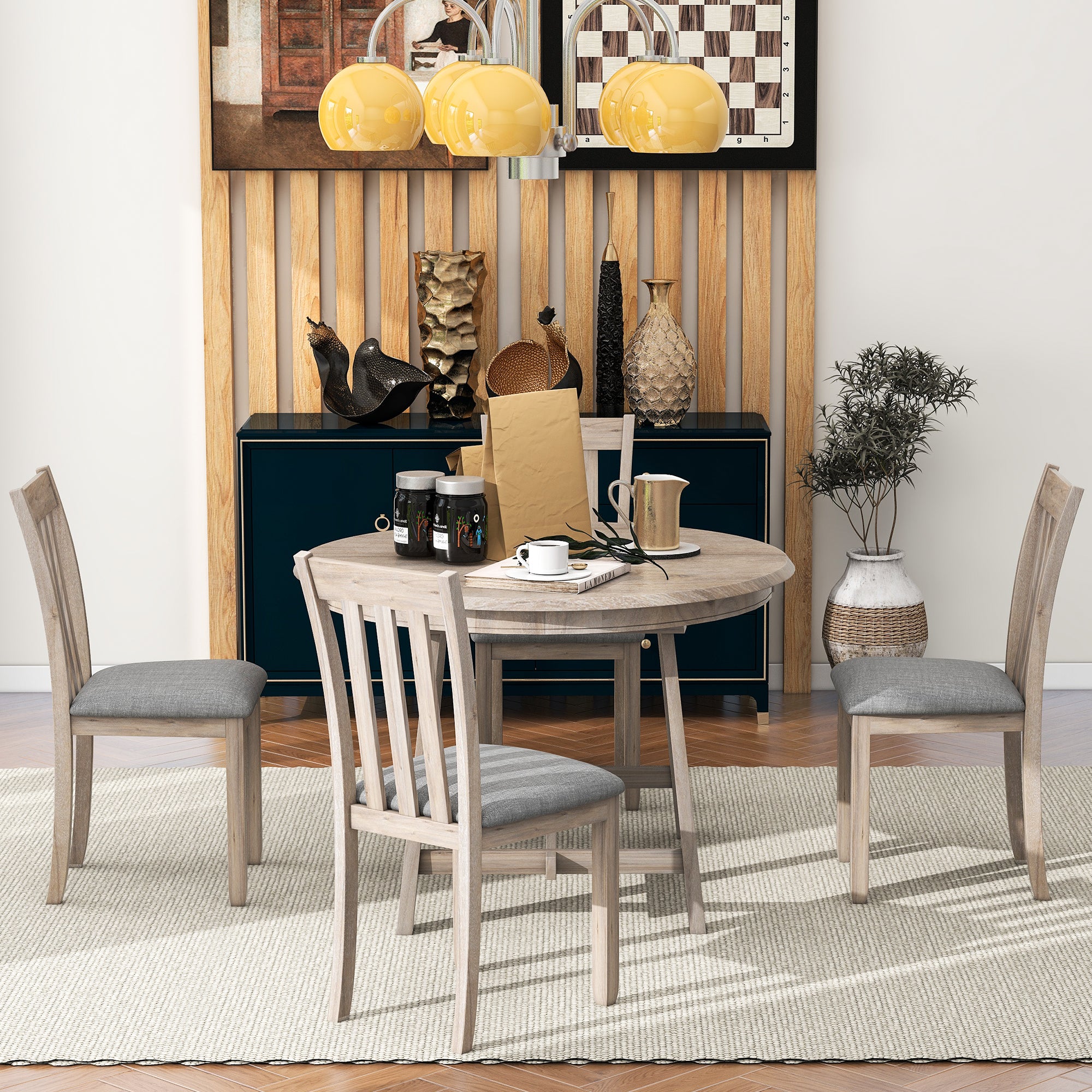 5-Pc Round Extendable Dining Set