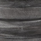 Distressed black poly lamp base with horizontal ridged texture