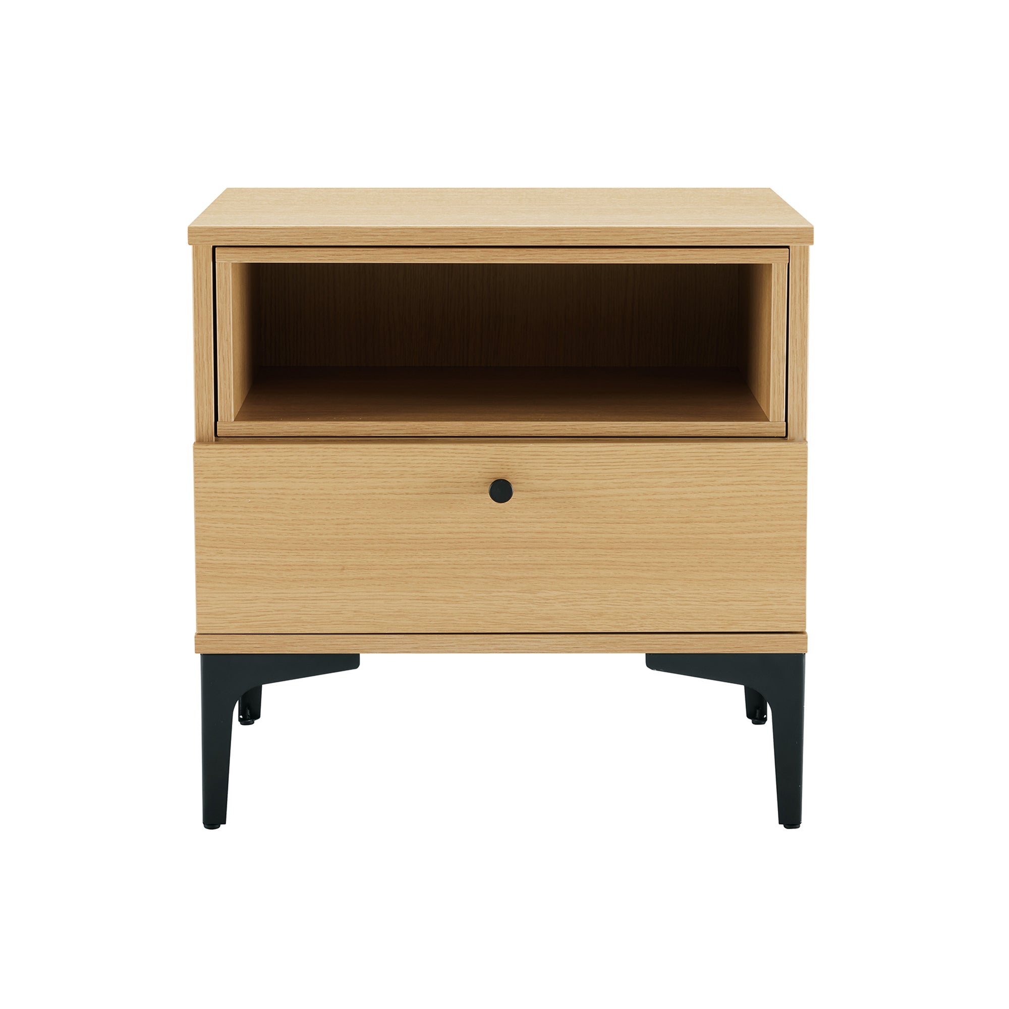 Amara 20" Light Oak 1-Drawer Nightstand: Modern Bedroom Storage