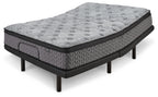 Gray quilted firm mattress with black edge trim and embossed pattern
