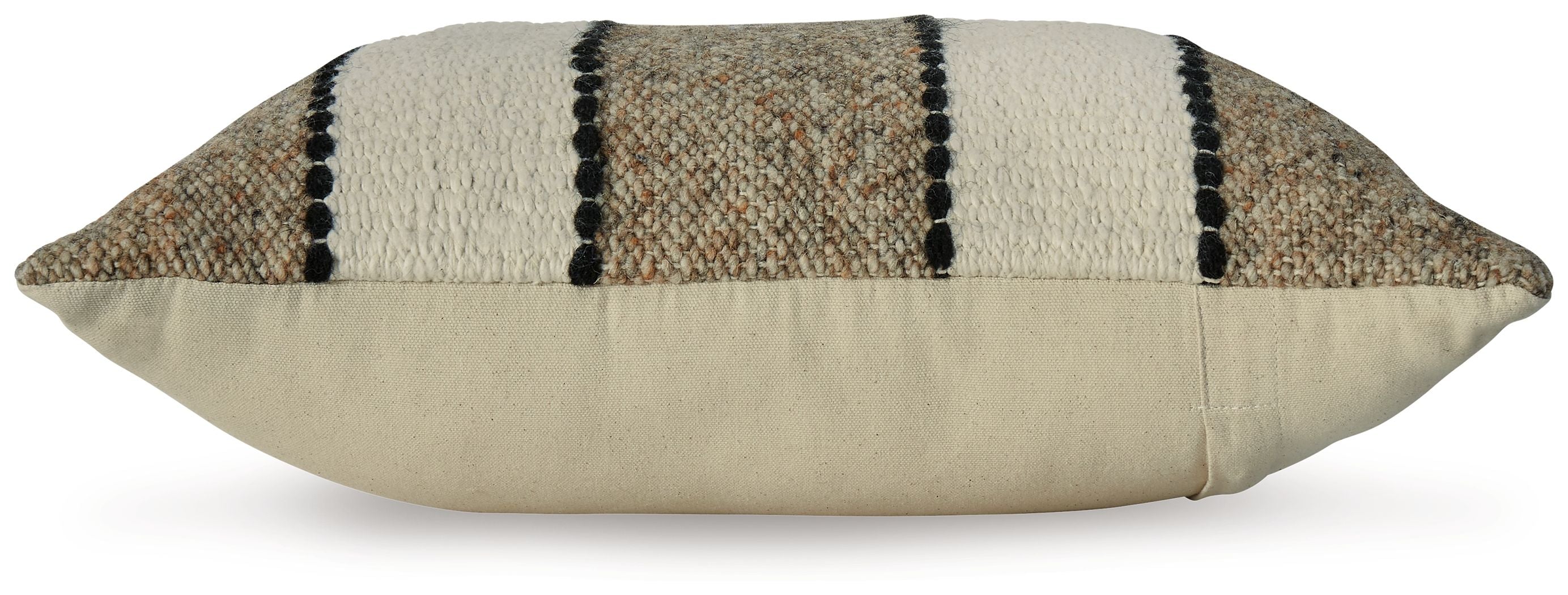 Rueford pillow with light backing and dark beaded stripe pattern at top