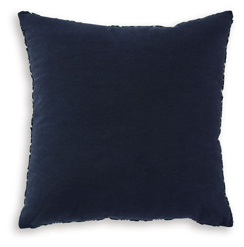 Abra decorative pillow, solid dark navy with stitched edges