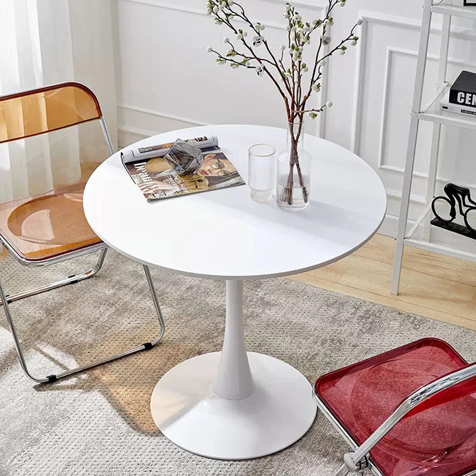 Modern Round Dining Table - 24 Inch White
